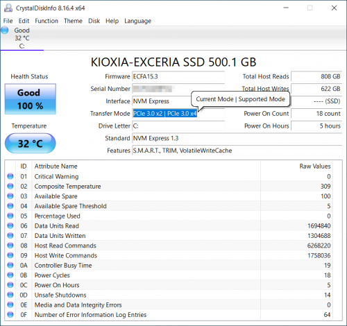 Фото SSD накопичувач Kioxia Exceria 500 GB (LRC10Z500GG8) від користувача dr0