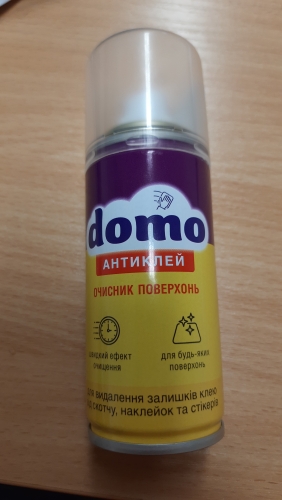 Фото Рідкий засіб для прибирання Domo Средство для очистки поверхностей Антиклей 100 мл (4820024946346) (POLISH-DOMO-ANTIGLUE) від користувача Maksim30