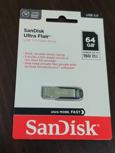 Фото Флешка SanDisk 64 GB Ultra Flair Black (SDCZ73-064G-G46) від користувача Burning Money