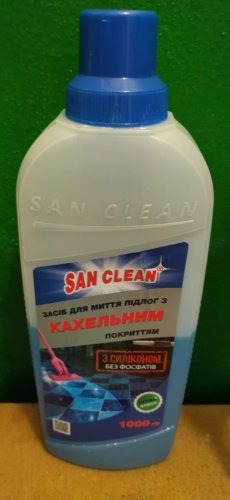 Фото Рідкий засіб для прибирання Сан Клин Средство для мытья полов с кафельным покрытием San Clean 1 л (4820003541678) від користувача Катруся