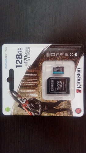 Фото Карта пам'яті Kingston 128 GB microSDXC class 10 UHS-I U3 Canvas Go! Plus + SD Adapter SDCG3/128GB від користувача Юрий