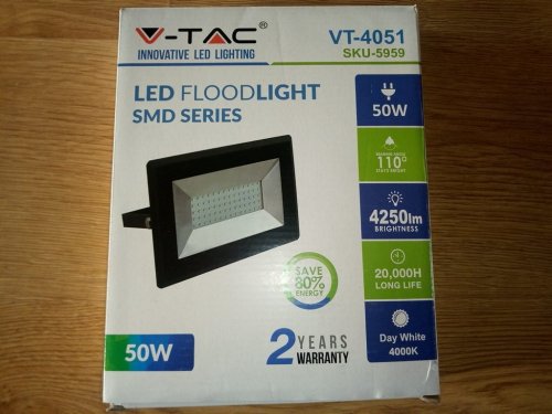 Фото вуличний прожектор V-TAC 3800157625531 LED 50Вт SKU-5960 E-series 230В 6500К (черный) від користувача kostyany4