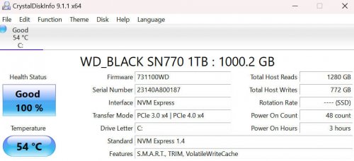 Фото SSD накопичувач WD Black SN770 1 TB (WDS100T3X0E) від користувача Yarmich