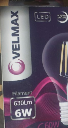 Фото Світлодіодна лампа LED Velmax LED Filament C37 6W E142500K (21-42-24) від користувача Sergey