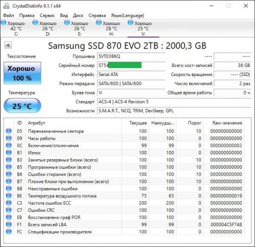 Фото SSD накопичувач Samsung 870 EVO 2 TB (MZ-77E2T0B) від користувача Savage Mind