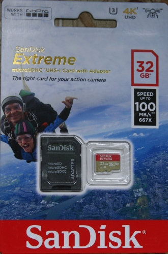 Фото Карта пам'яті SanDisk 32 GB microSDHC UHS-I U3 Extreme Action A1 + SD Adapter SDSQXAF-032G-GN6AA від користувача Sergey Adamenko