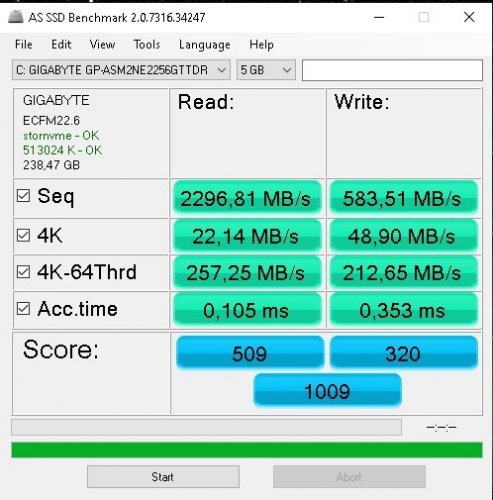 AS SSD Bench 2.0.7316.34247  5Gb виборка