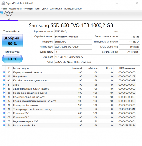 Фото SSD накопичувач Samsung 860 EVO 2.5 1 TB (MZ-76E1T0BW) від користувача Alex0001