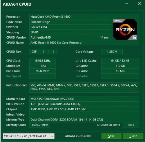 Фото Процесор AMD Ryzen 5 1600 (YD1600BBAEBOX) від користувача ScorpionRRR
