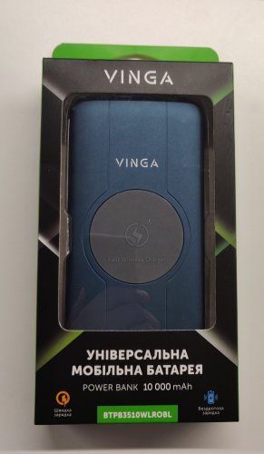 Фото Зовнішній акумулятор (павербанк) Vinga 10000 mAh Wireless QC3.0 PD soft touch blue (BTPB3510WLROBL) від користувача N.George