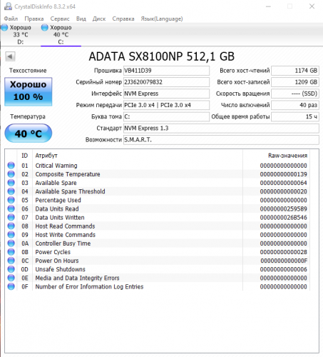 Фото SSD накопичувач ADATA XPG SX8100 512 GB (ASX8100NP-512GT-C) від користувача 