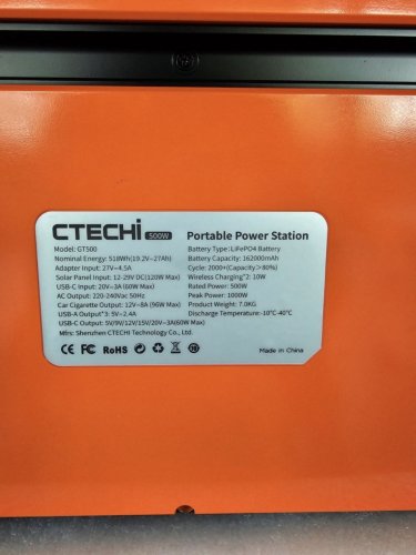 Vente CTECHI CT-500 Station d'Énergie Portable 110V 220V 518Wh
