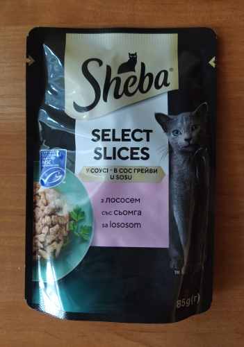 Фото вологий корм Sheba Selection in Sauce з лососем в соусі 85 г (3065890096820) від користувача Gouster