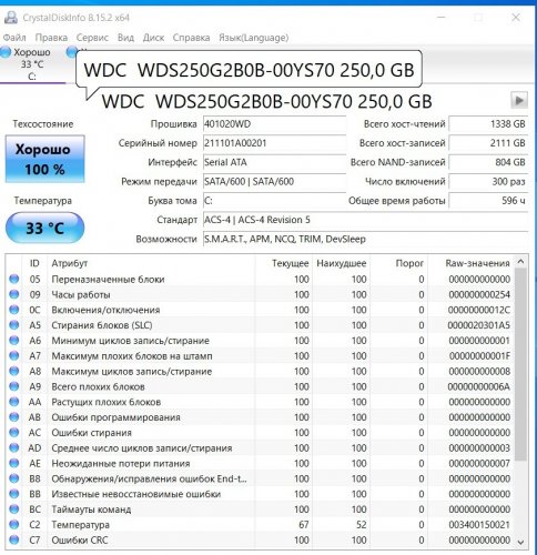 Фото SSD накопичувач WD SSD Blue M.2 250 GB (S250G2B0B) від користувача advanced user