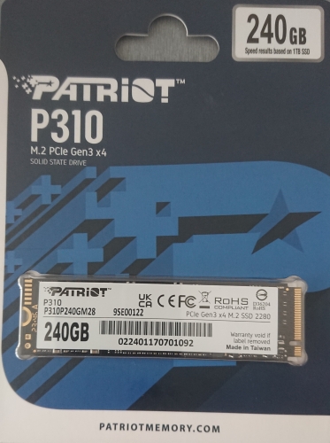 Фото SSD накопичувач PATRIOT P310 240 GB (P310P240GM28) від користувача Romanoff