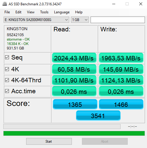 Фото SSD накопичувач Kingston A2000 1 TB (SA2000M8/1000G) від користувача NewEXE