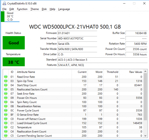 Фото Жорсткий диск WD Blue 2.5" 500 GB (WD5000LPCX) від користувача Ruloff