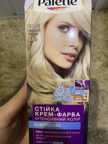 Фото фарба для волосся Palette Крем-краска для волос  Интенсивный цвет 10-2 (A10) Жемчужный блондин 110мл (3838824109503) від користувача Iryna