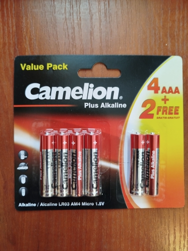 Фото Батарейка Camelion AAA bat Alkaline 4+2шт Plus Alkaline (4+2LR03-BP) від користувача lordep