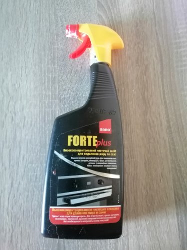 Фото Спрей для прибирання Sano Жидкое средство для уборки Sano Средство для удаления жира и сажи Forte Plus 750 мл (7290000289748) від користувача TaLana