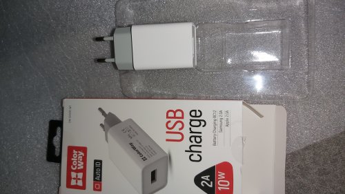 Фото Мережевий зарядний пристрій ColorWay 1 USB AUTO ID 2A (10W) White (CW-CHS012-WT) від користувача Dice21
