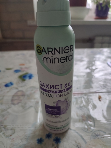 Фото дезодорант спрей Garnier Антиперспирант  Mineral Защита 6 Весенняя свежесть спрей 150 мл (3600541466180) від користувача Лиза Ельникова