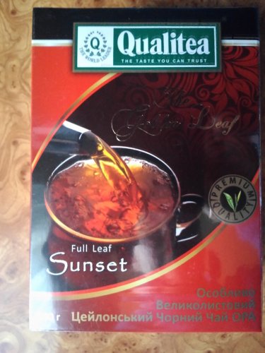 Фото чорний чай Qualitea Чай черный Цейлон Sunset Крупнолистовой 100 г (4820053770295) від користувача LyudmilaR