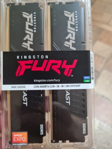 Фото Пам'ять для настільних комп'ютерів Kingston FURY 64 GB (2x32GB) DDR5 6000 MHz Beast Black EXPO (KF560C36BBEK2-64) від користувача Igor B.