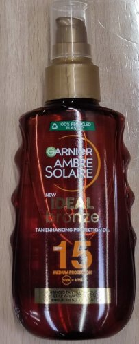 Фото лосьйон / спрей для засмаги Garnier Сонцезахисна водостійка олія-спрей  Ambre Solaire, SPF 15, 150 мл від користувача Serhii